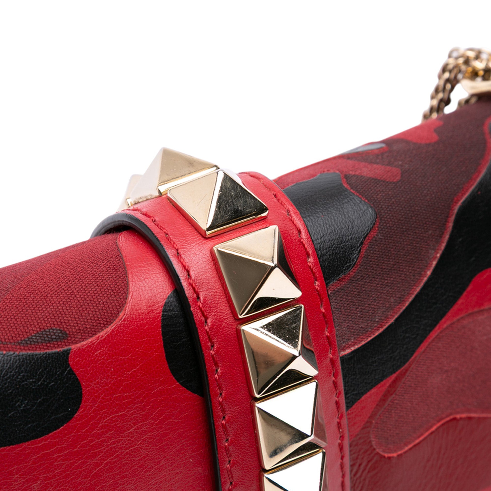 Medium Nappa and Canvas Camouflage Rockstud Glam Lock Crossbody