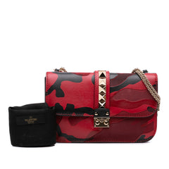 Medium Nappa and Canvas Camouflage Rockstud Glam Lock Crossbody