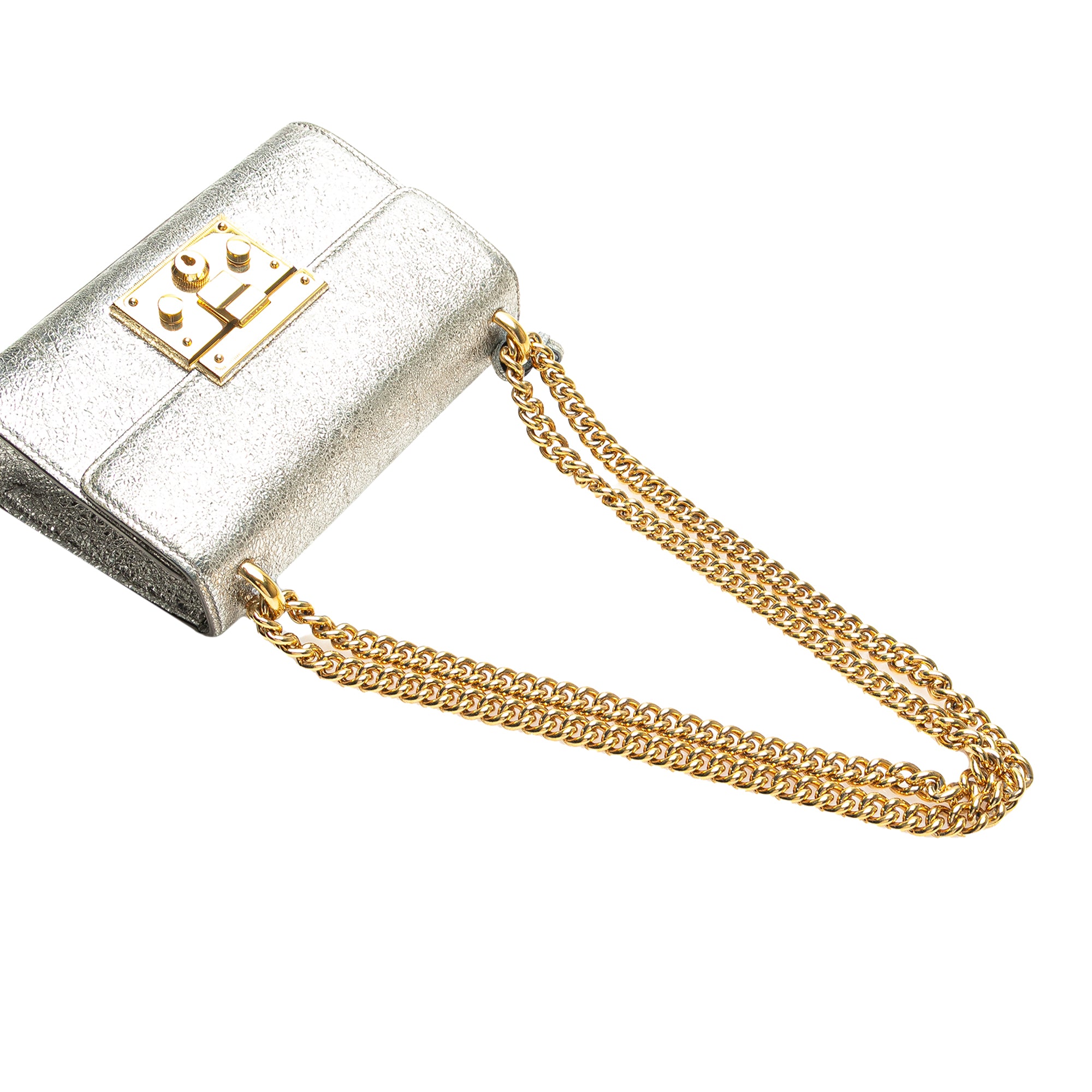Small Metallic Leather Padlock Crossbody