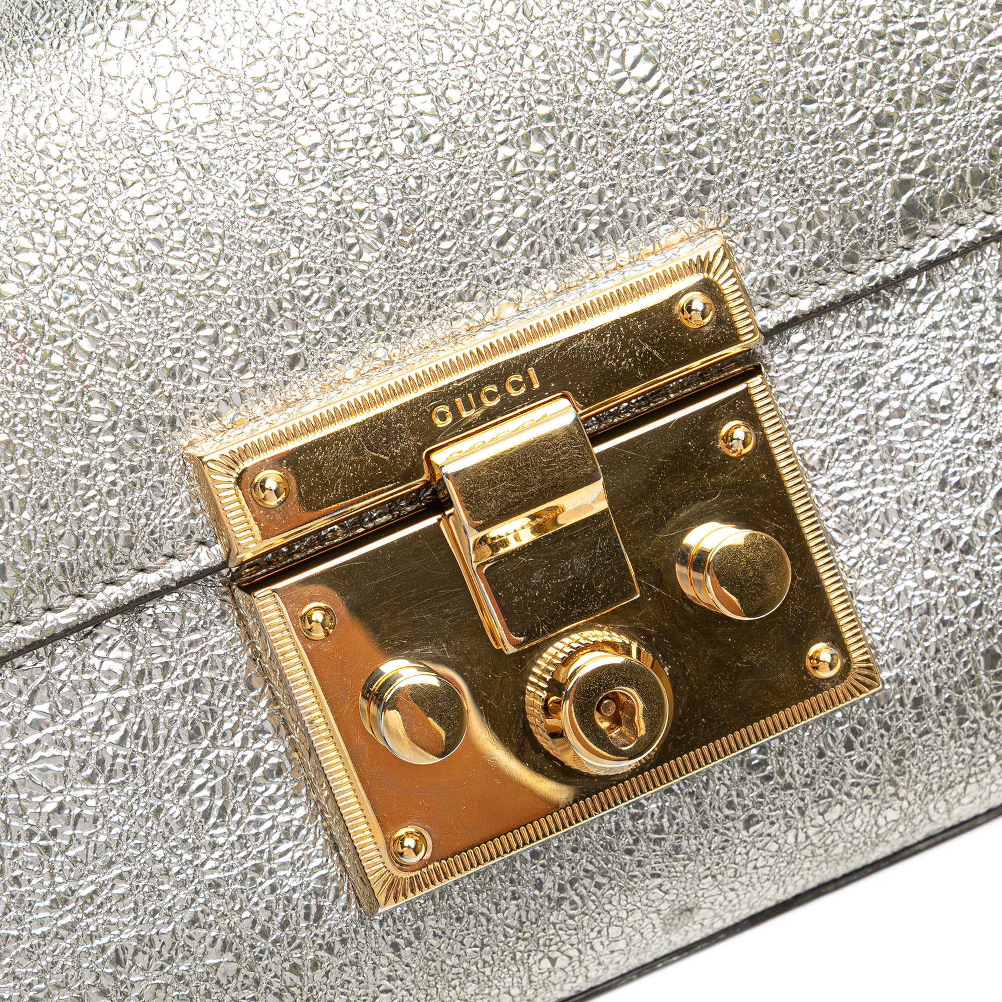 Small Metallic Leather Padlock Crossbody