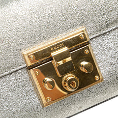 Small Metallic Leather Padlock Crossbody
