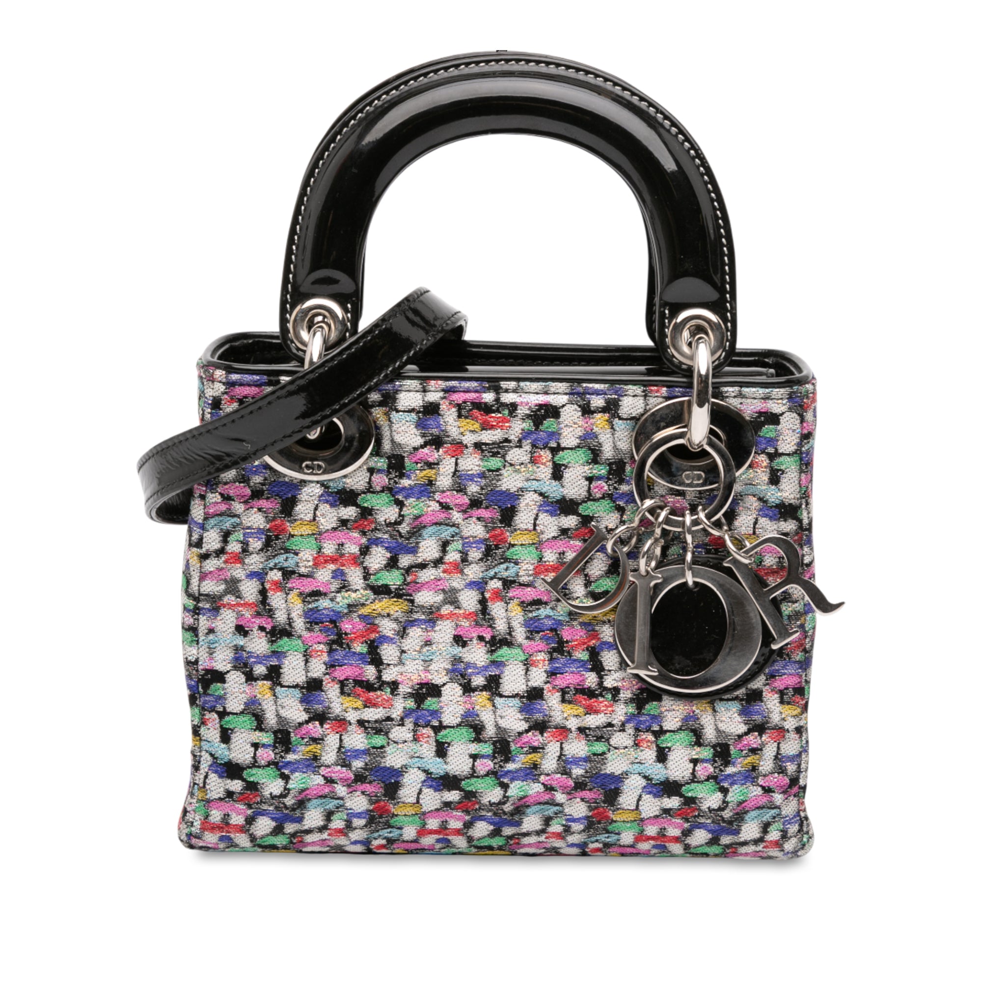 Mini Multicolor Metallic Fabric and Patent Leather Lady Dior