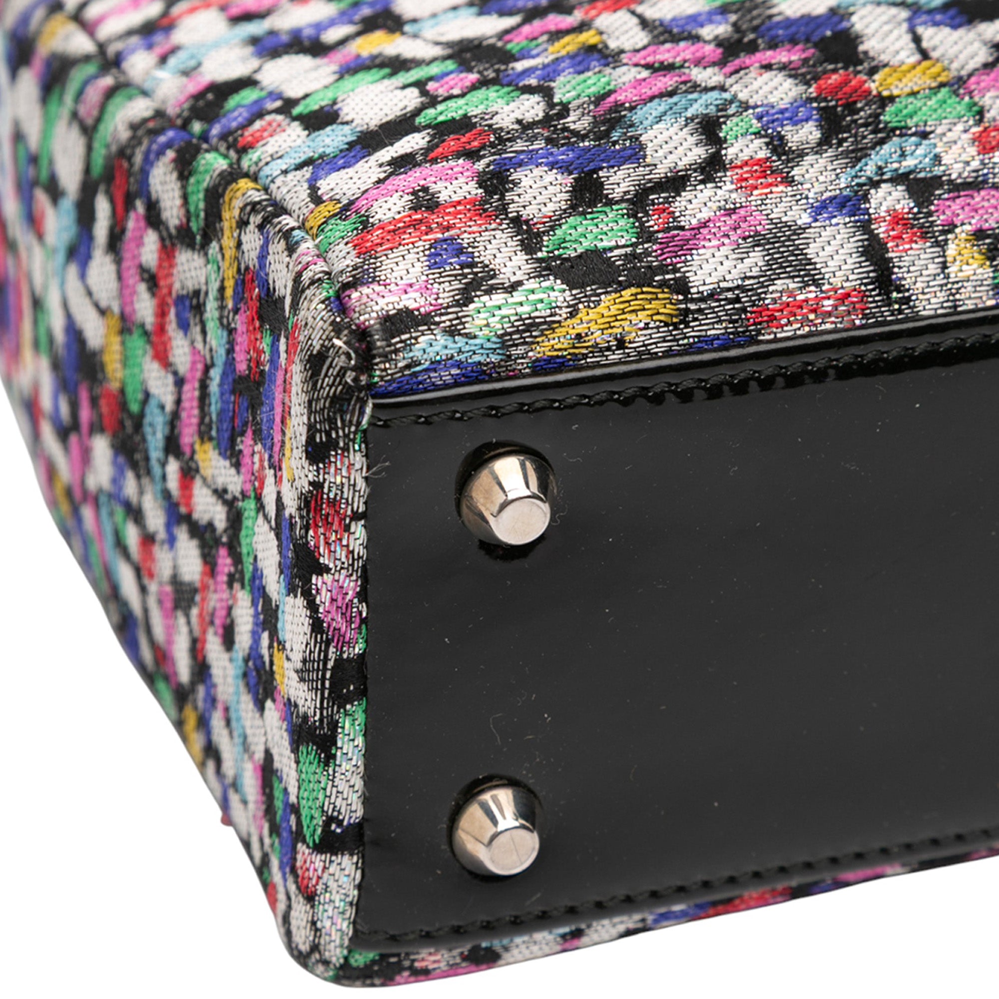 Mini Multicolor Metallic Fabric and Patent Leather Lady Dior