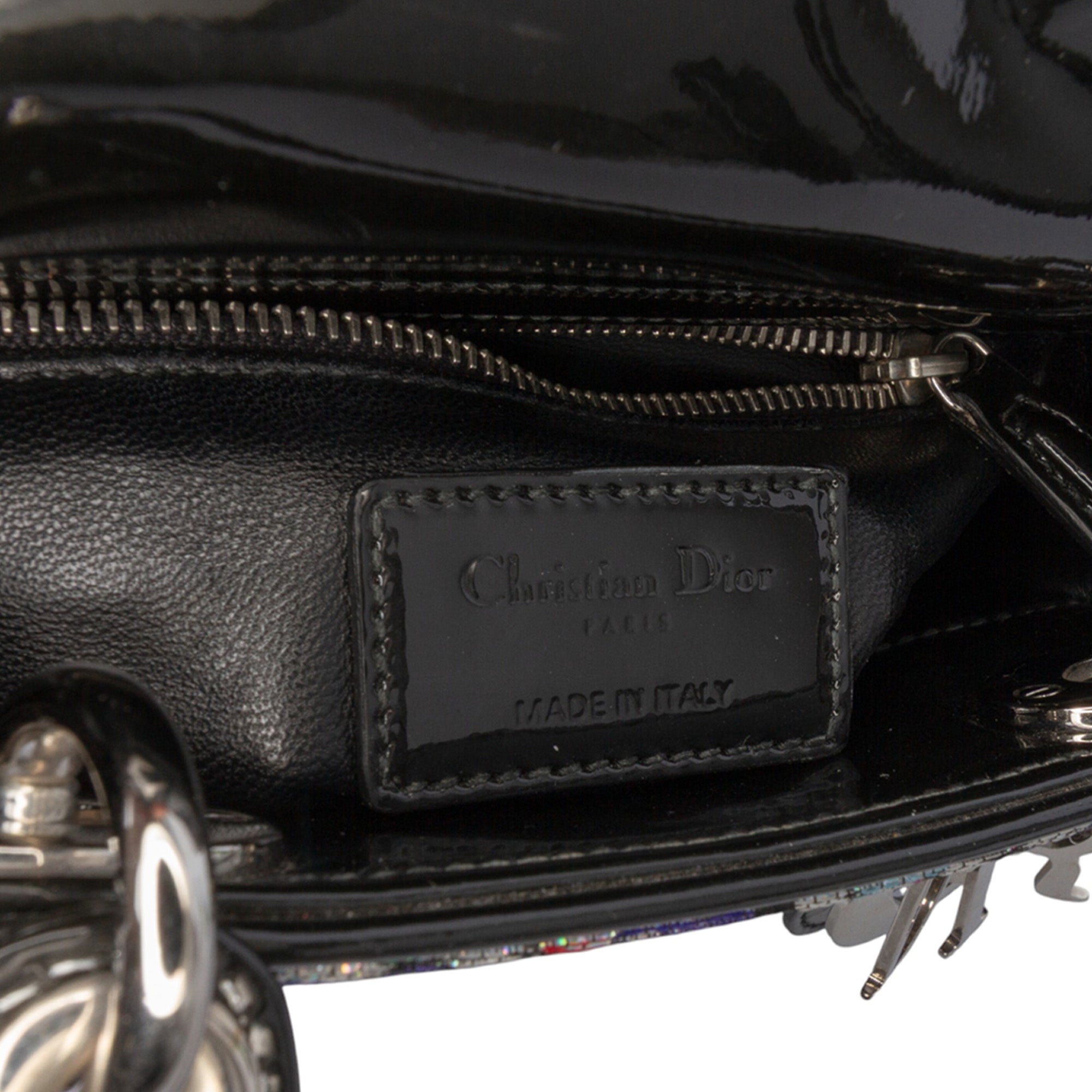 Mini Multicolor Metallic Fabric and Patent Leather Lady Dior