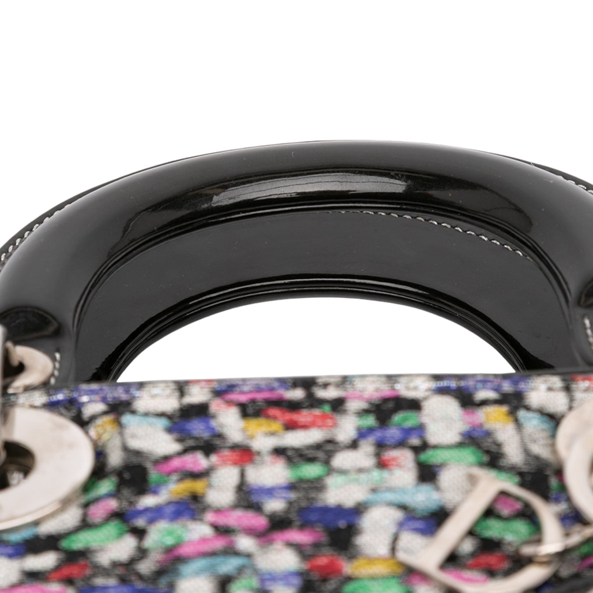 Mini Multicolor Metallic Fabric and Patent Leather Lady Dior