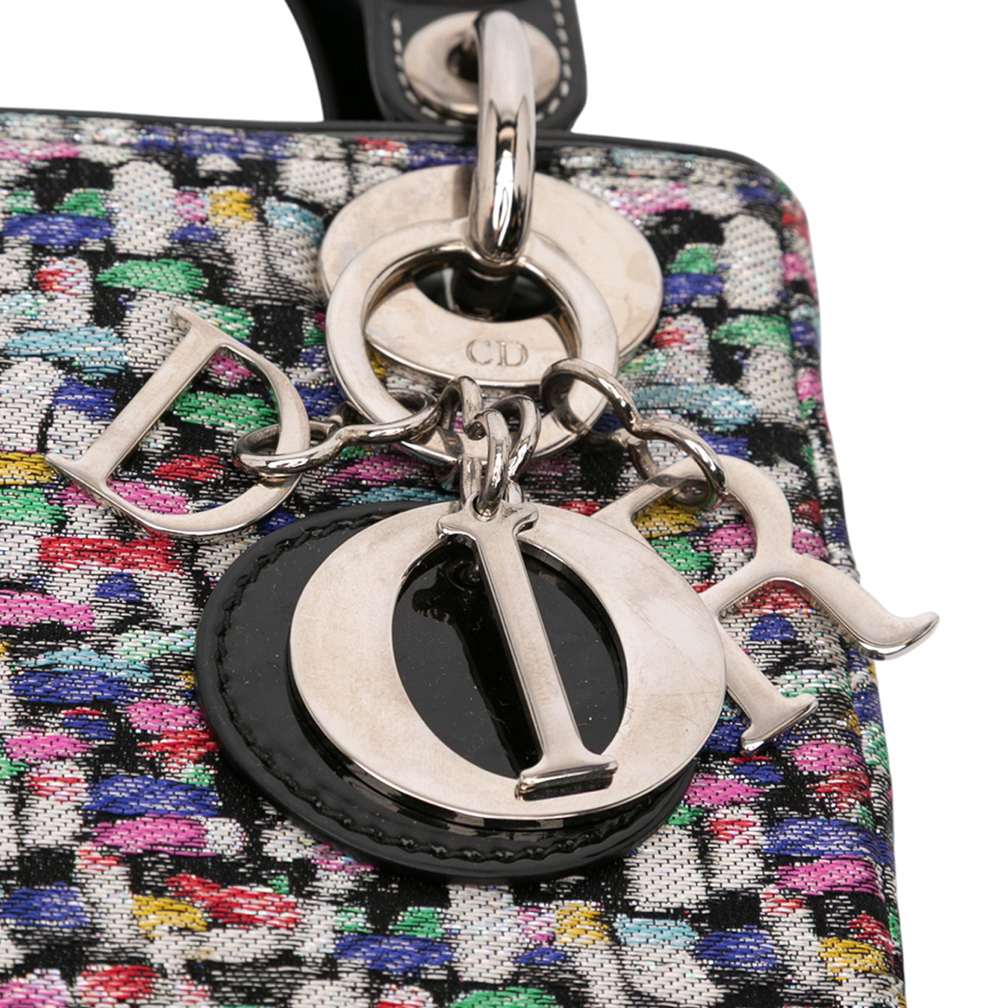 Mini Multicolor Metallic Fabric and Patent Leather Lady Dior