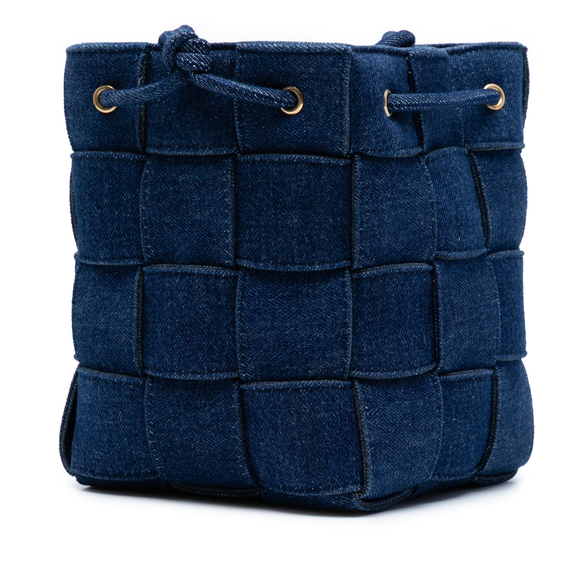 Small Denim Maxi Intrecciato Cassette Bucket Bag