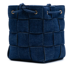 Small Denim Maxi Intrecciato Cassette Bucket Bag