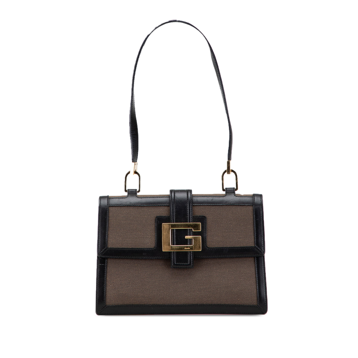 Canvas and Leather Square G Flap Shoulder Bag