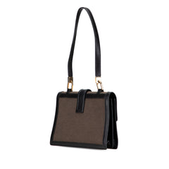 Canvas and Leather Square G Flap Shoulder Bag