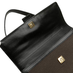 Canvas and Leather Square G Flap Shoulder Bag