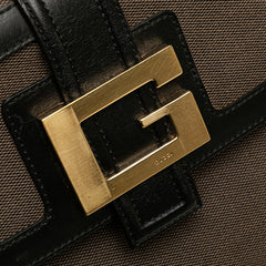 Canvas and Leather Square G Flap Shoulder Bag