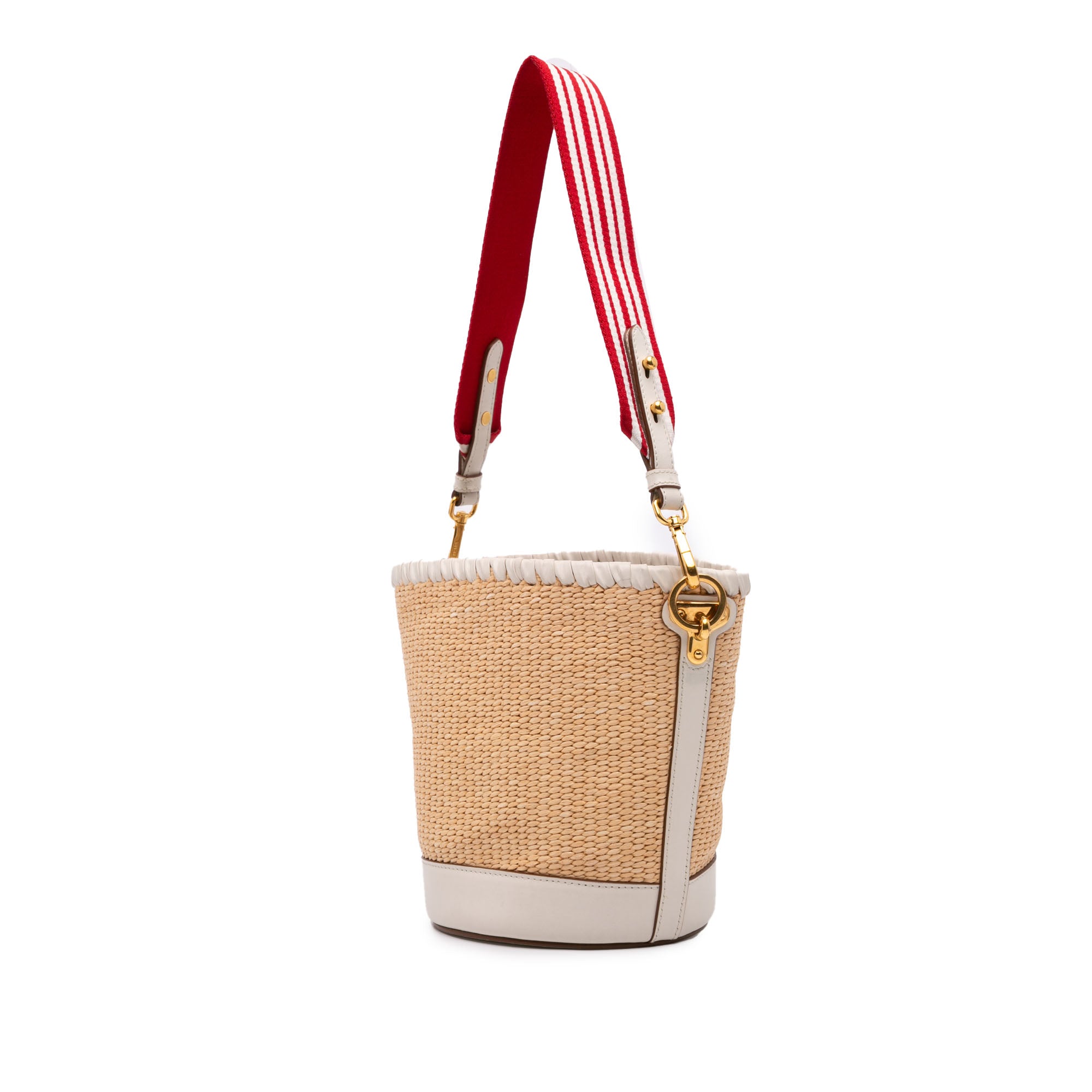 City Calf Trimmed Paglia Bucket Bag