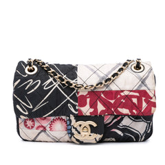 Mini Rectangular Printed Nylon and Jersey Patchwork Single Flap