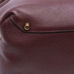 Medium Leather and House Check Banner Satchel