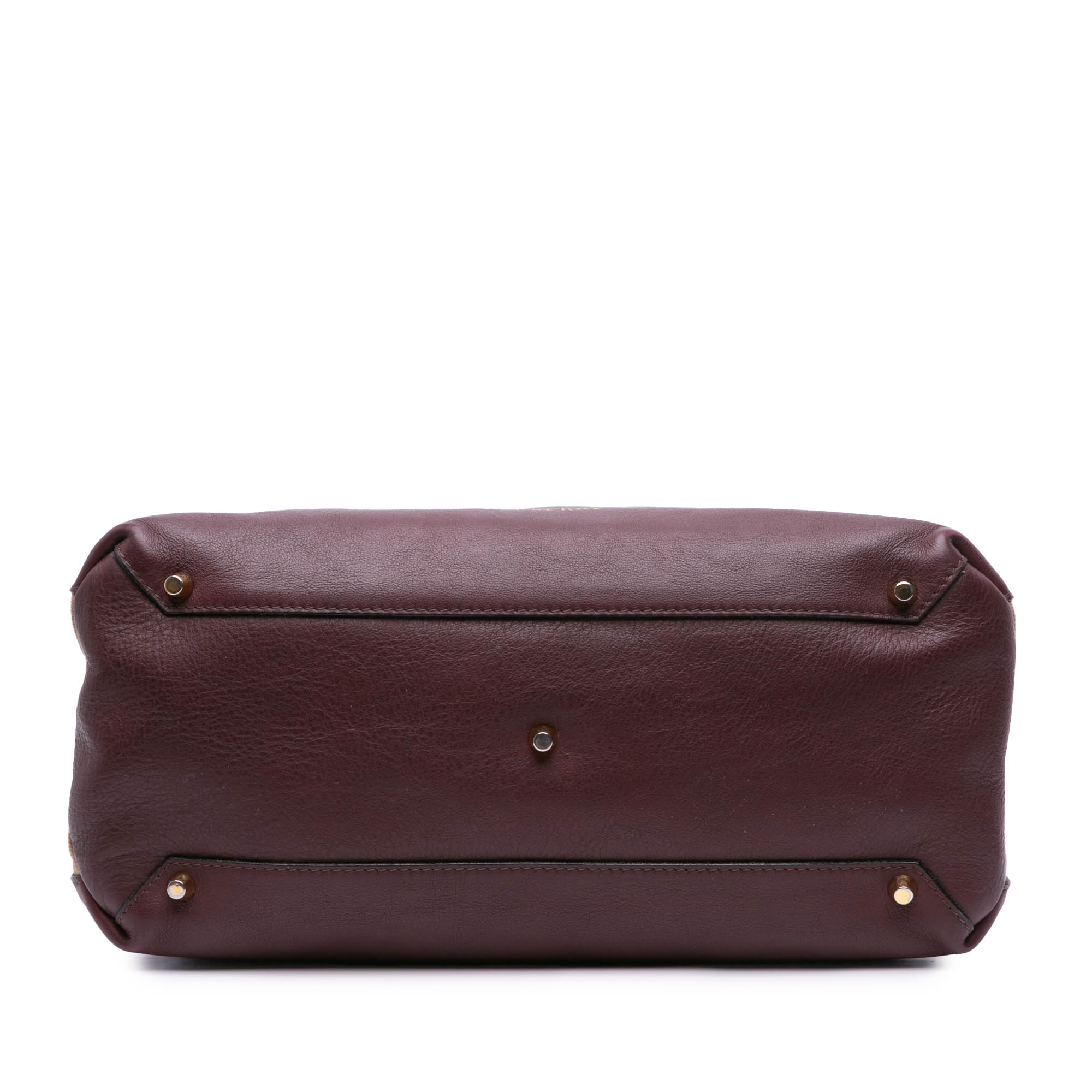 Medium Leather and House Check Banner Satchel