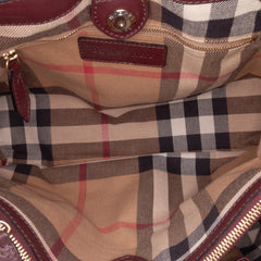 Medium Leather and House Check Banner Satchel