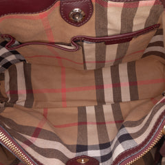 Medium Leather and House Check Banner Satchel