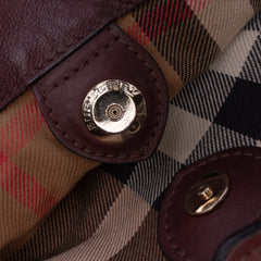 Medium Leather and House Check Banner Satchel
