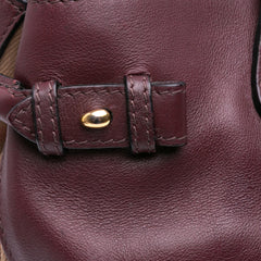Medium Leather and House Check Banner Satchel