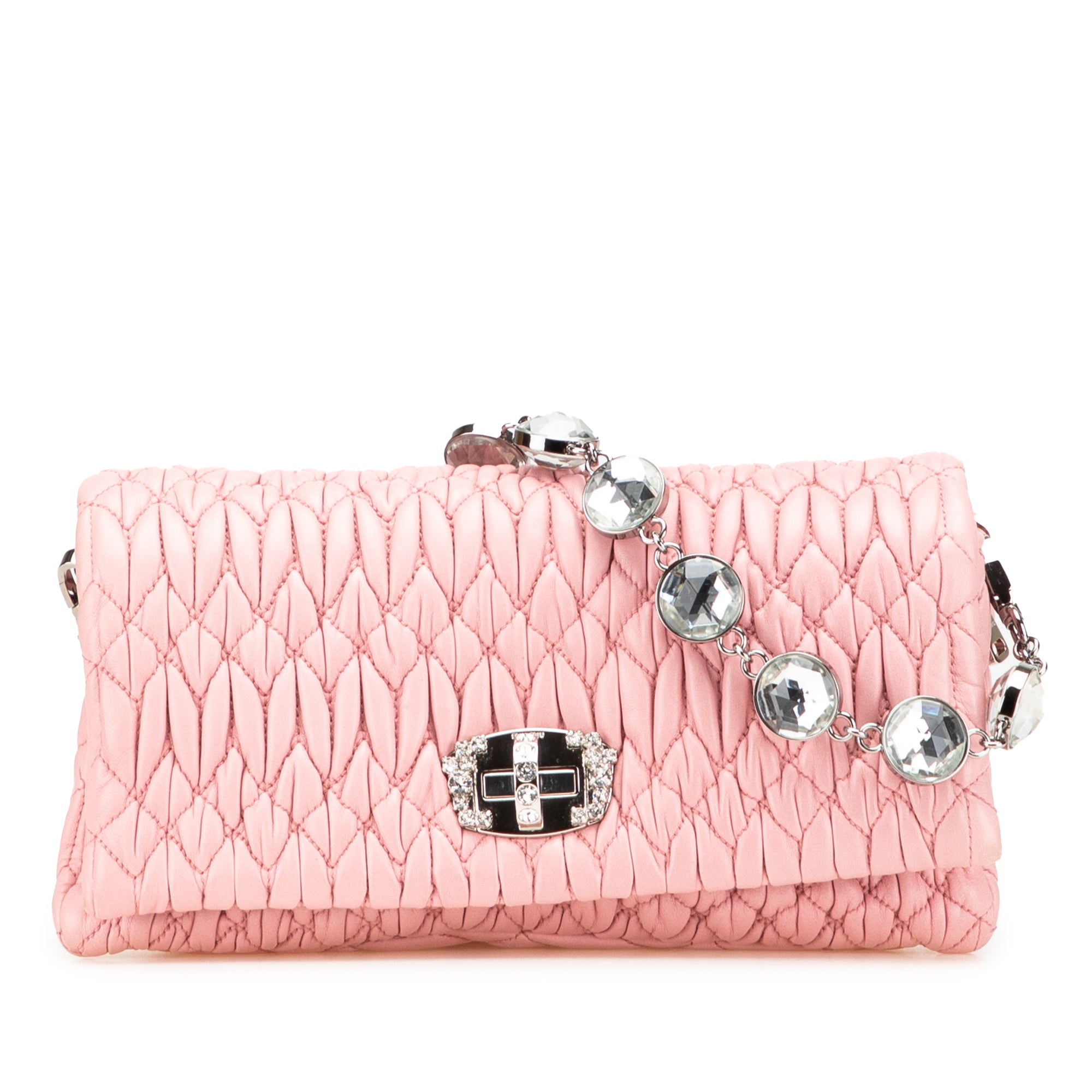 Matelasse Nappa Crystal Chain Satchel