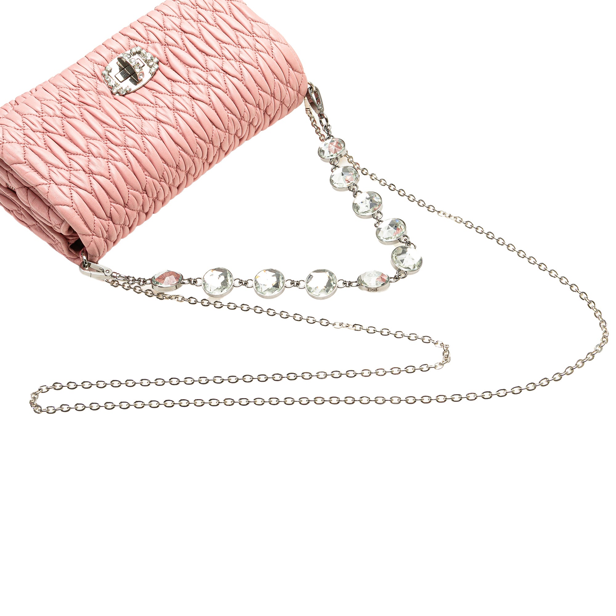 Matelasse Nappa Crystal Chain Satchel