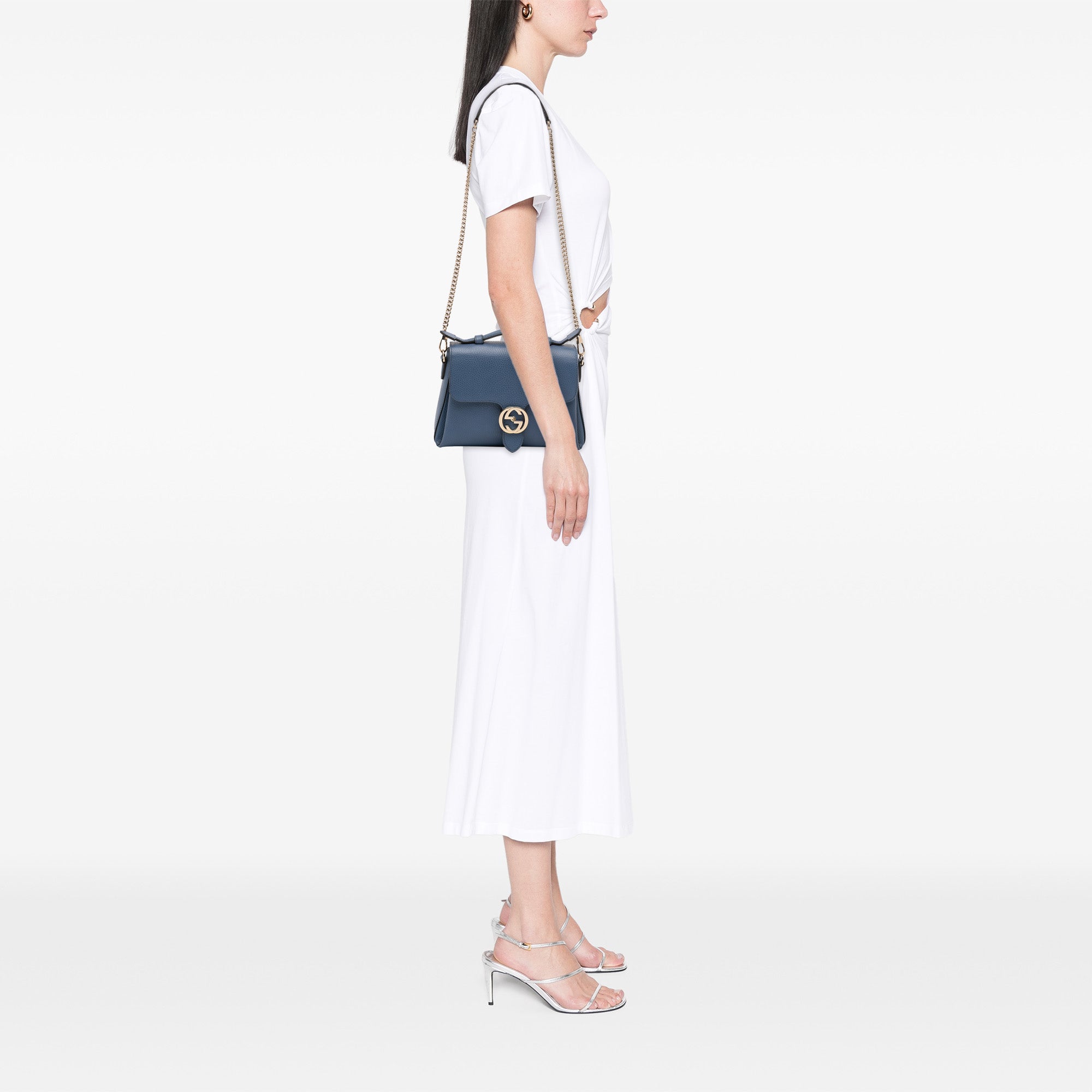 Small Dollar Calf Interlocking G Satchel