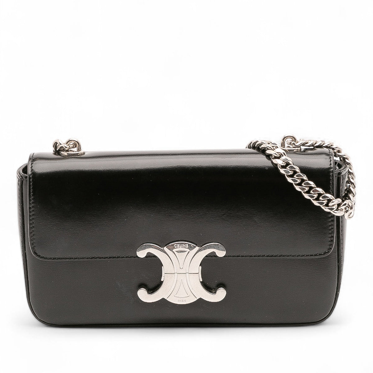 Shiny Calfskin Claude Chain Shoulder Bag