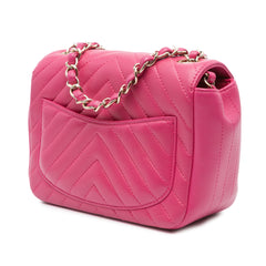 Mini Square Classic Chevron Lambskin Single Flap