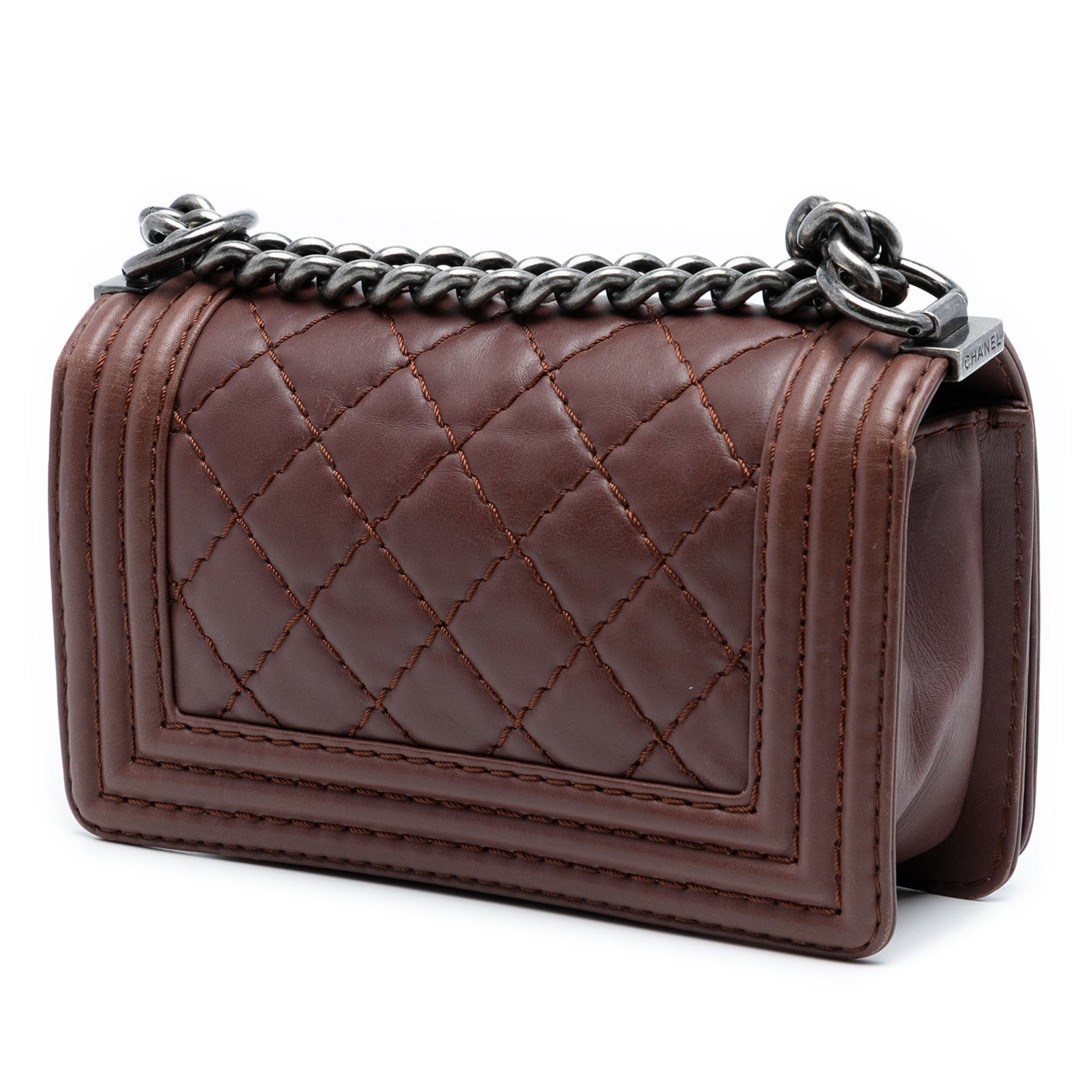 Small Quilted Lambskin Wild Stitch Boy Flap