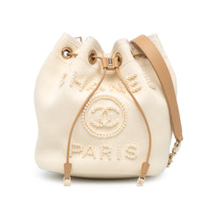 Canvas Deauville Pearl Drawstring Bucket Bag