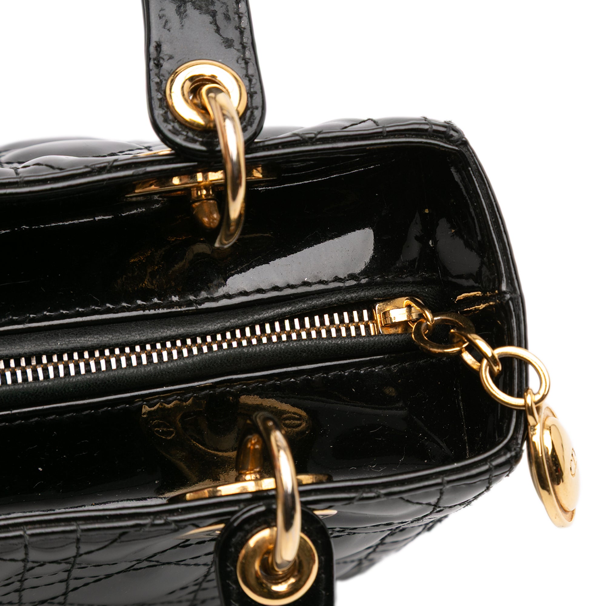 Medium Patent Cannage Lady Dior