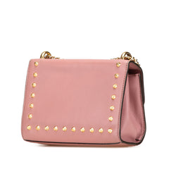 Small Pearl Studded Leather Padlock Crossbody