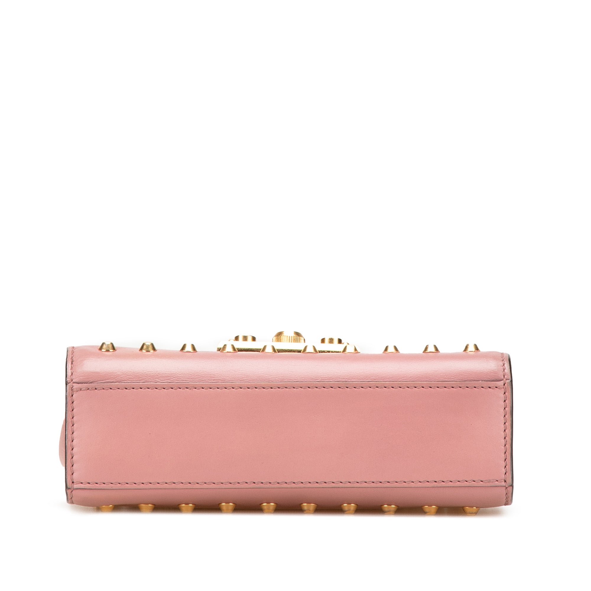 Small Pearl Studded Leather Padlock Crossbody