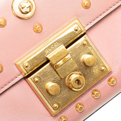 Small Pearl Studded Leather Padlock Crossbody