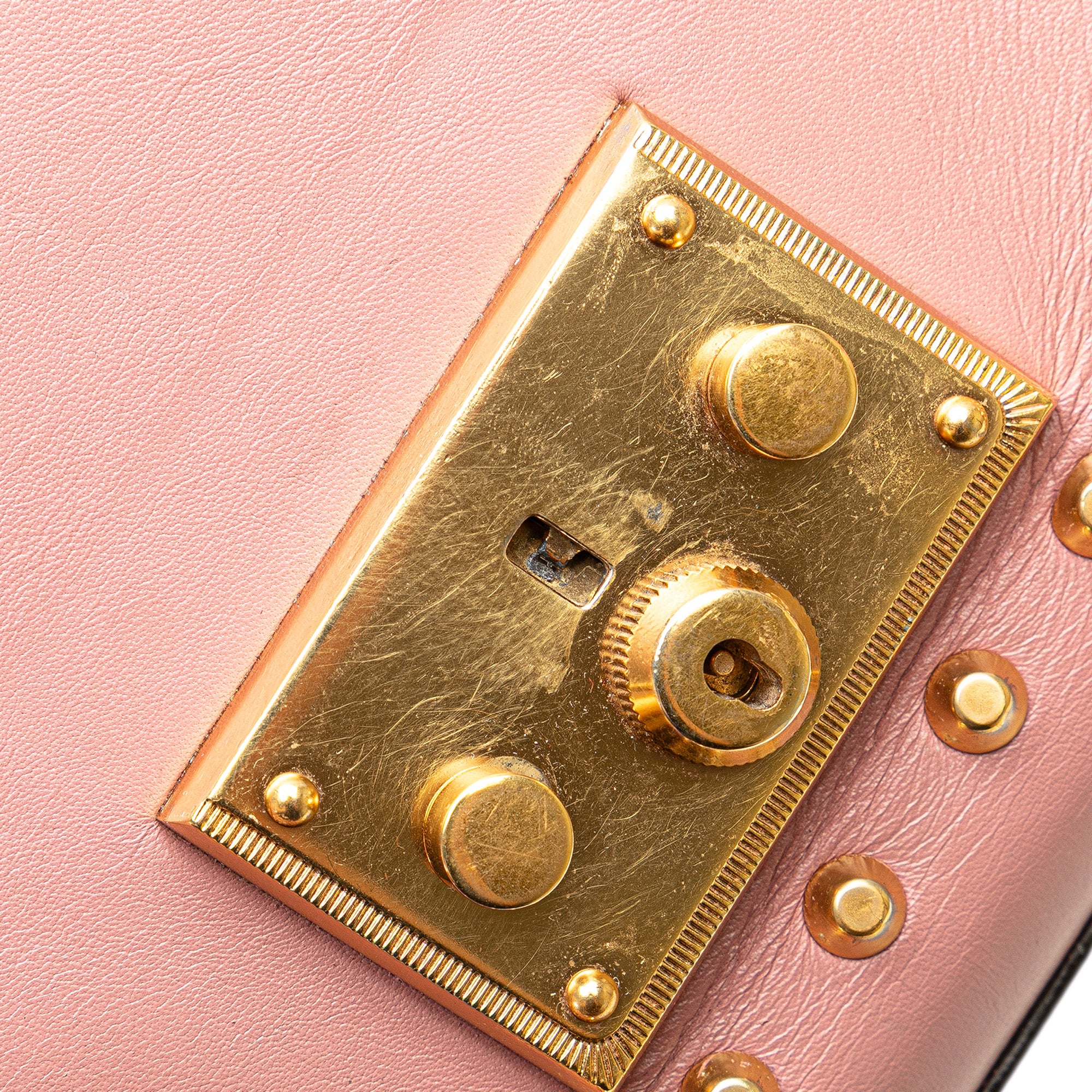 Small Pearl Studded Leather Padlock Crossbody