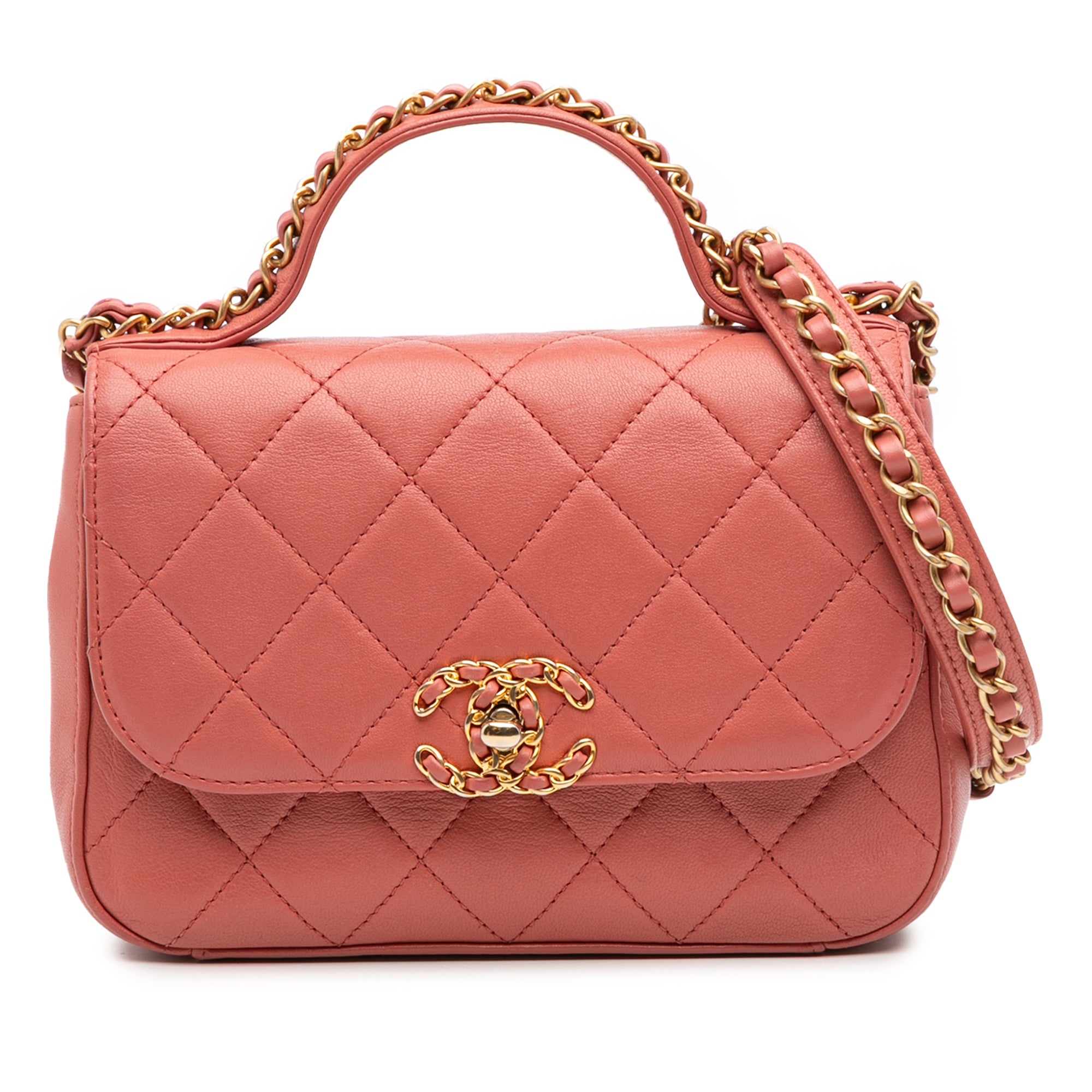 Quilted Lambskin Chain Infinity Top Handle Bag