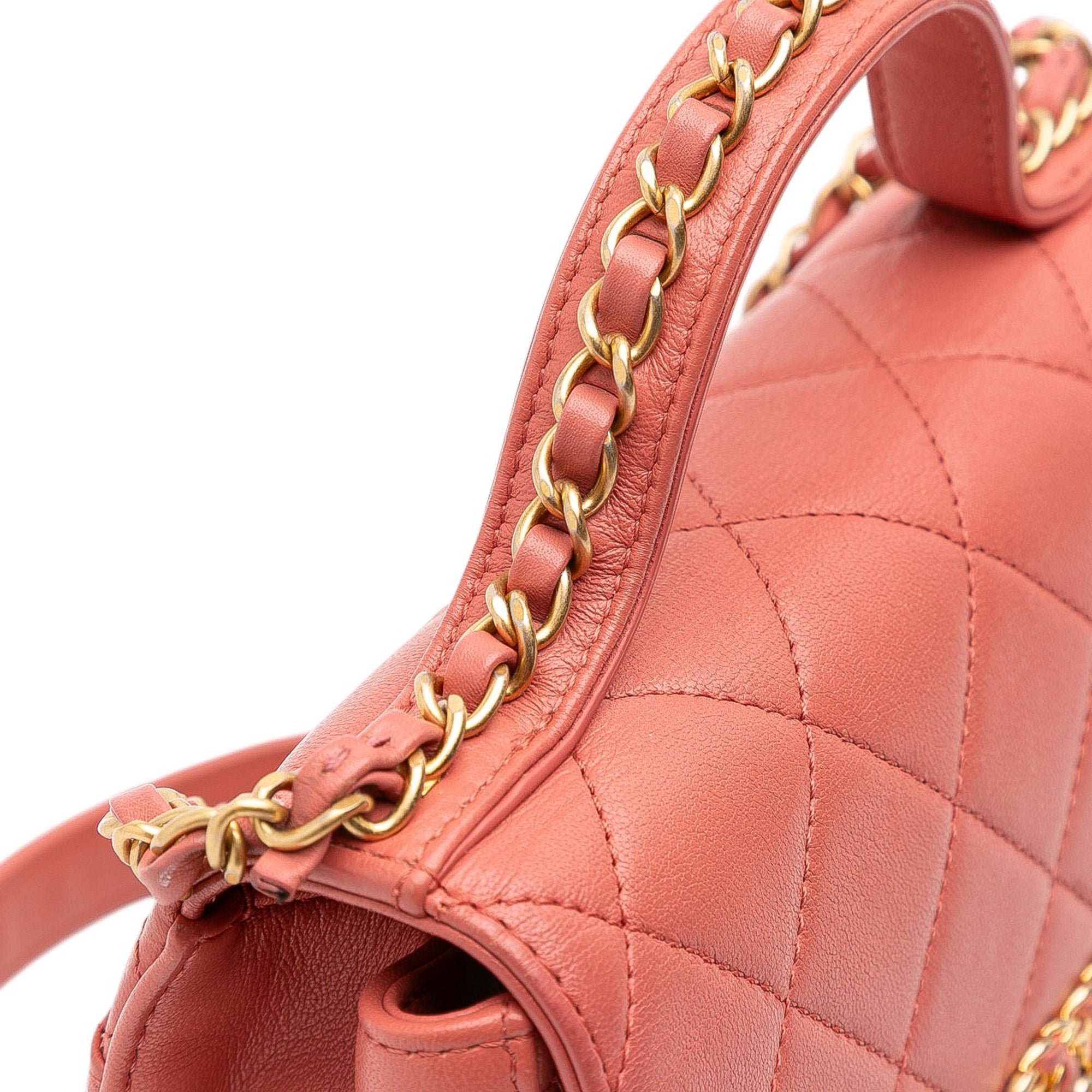 Quilted Lambskin Chain Infinity Top Handle Bag