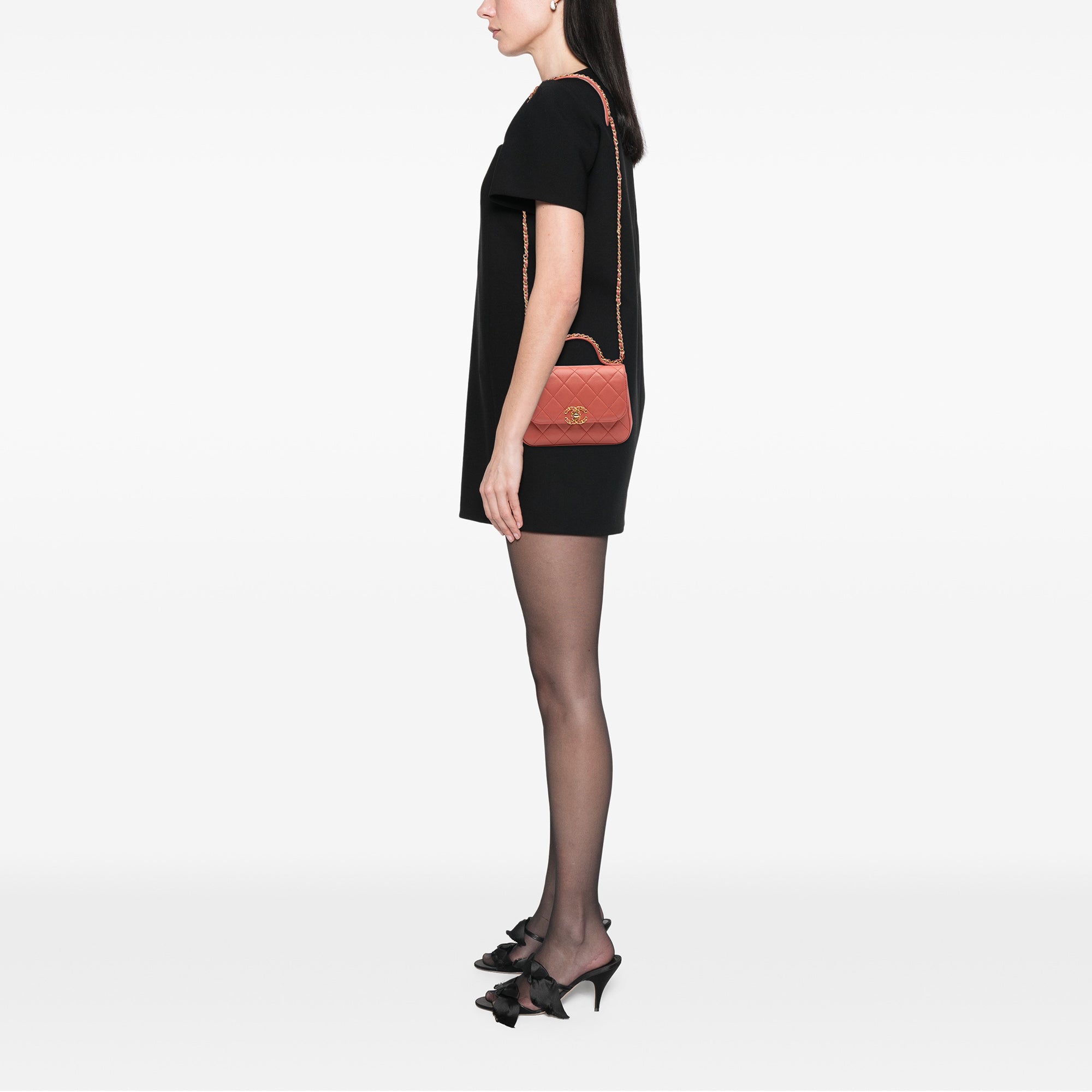 Quilted Lambskin Chain Infinity Top Handle Bag