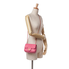 Mini Square Classic Lambskin Pearl Crush Single Flap
