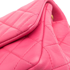 Mini Square Classic Lambskin Pearl Crush Single Flap
