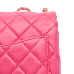 Mini Square Classic Lambskin Pearl Crush Single Flap
