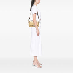 Medium Embroidered Canvas Baguette Satchel