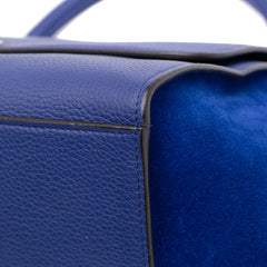 Small Drummed Calfskin and Suede Trapeze Satchel