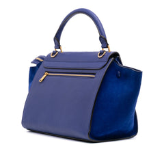 Small Drummed Calfskin and Suede Trapeze Satchel