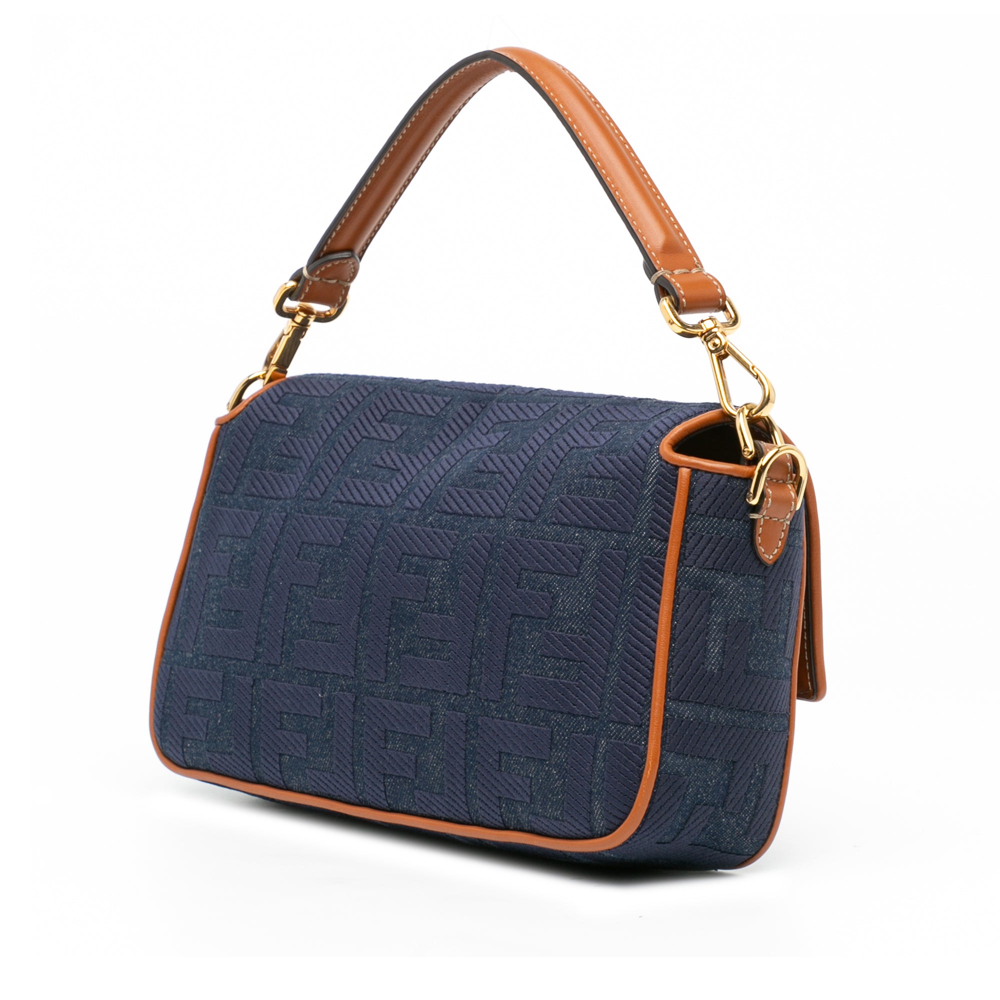 Zucca Embroidered Denim Baguette Satchel