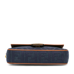 Zucca Embroidered Denim Baguette Satchel