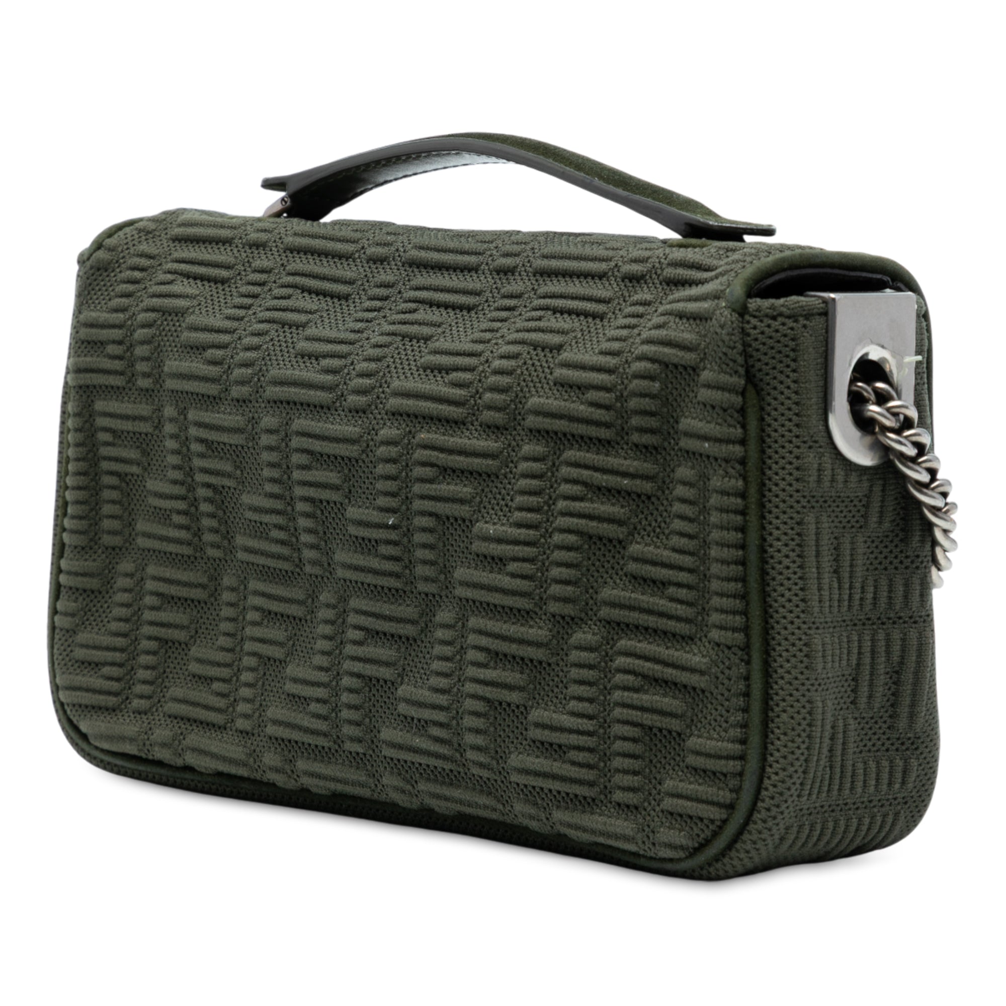 Zucca Embossed Technical Fabric Chain Midi Baguette