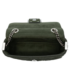 Zucca Embossed Technical Fabric Chain Midi Baguette