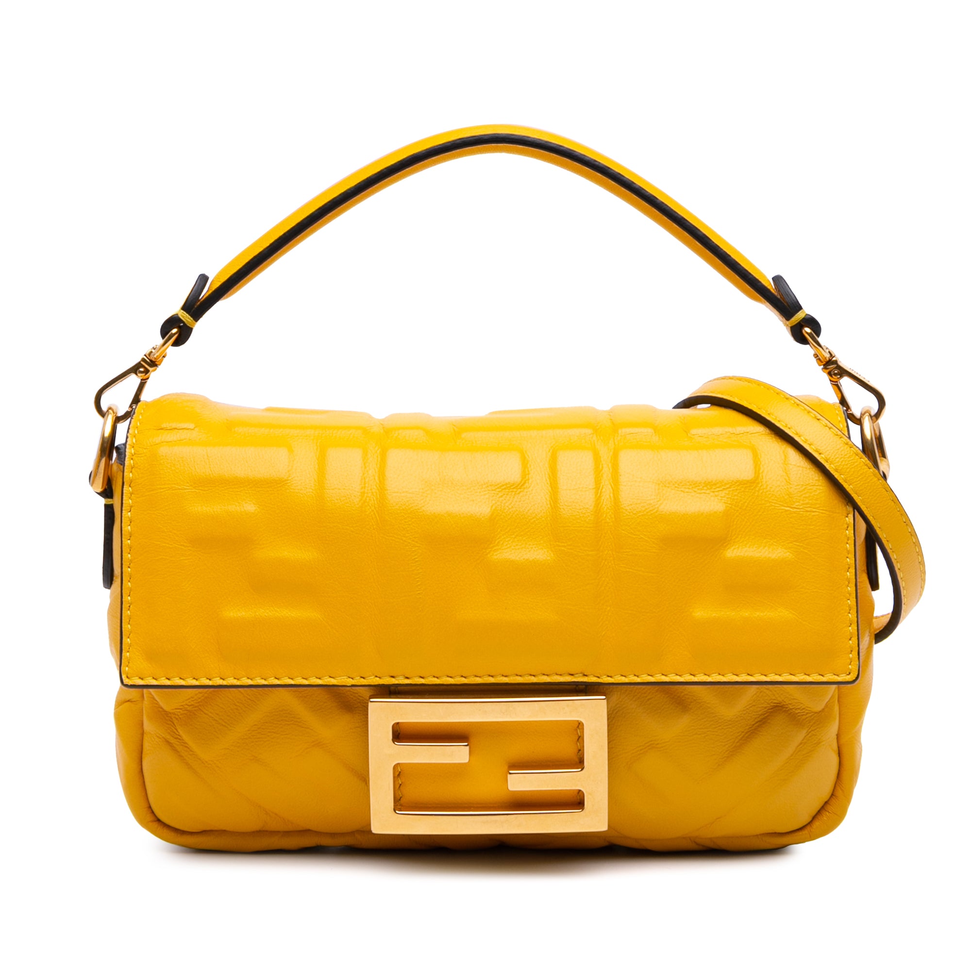 Mini Zucca Embossed Leather Baguette Satchel